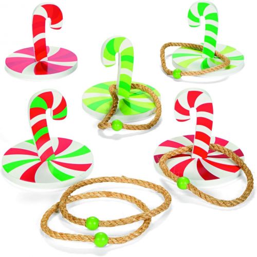  Fun Express Christmas Game Candy Cane Ring Toss (10 Piece Set) Winter Holiday Toys