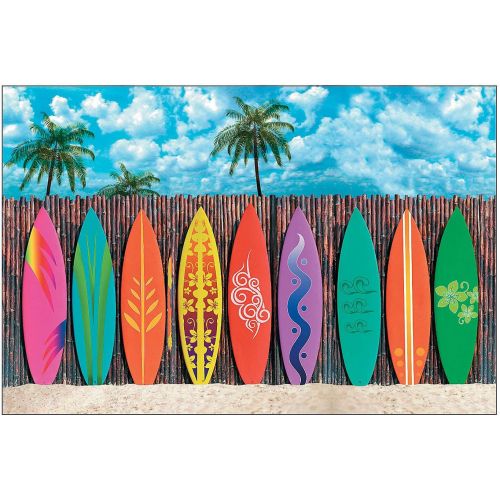  Fun Express Plastic Surfs up Surfboard Backdrop Banner Photo Prop by OTC