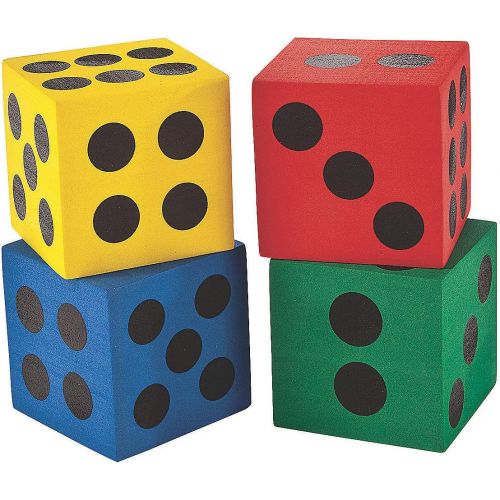  Bunco Game Shop Fun Express Jumbo Foam Dice - 4 Piece Set