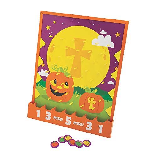  Fun Express Christian Pumpkin Disc Drop Game - Toys - 7 Pieces