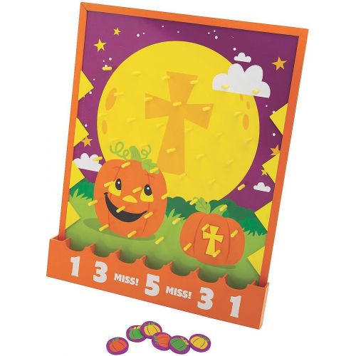  Fun Express Christian Pumpkin Disc Drop Game - Toys - 7 Pieces