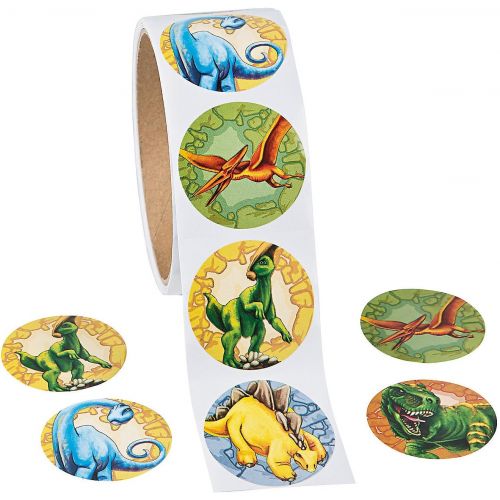  Fun Express Roll of Dinosaur Stickers (100 Pack) 1 1/2