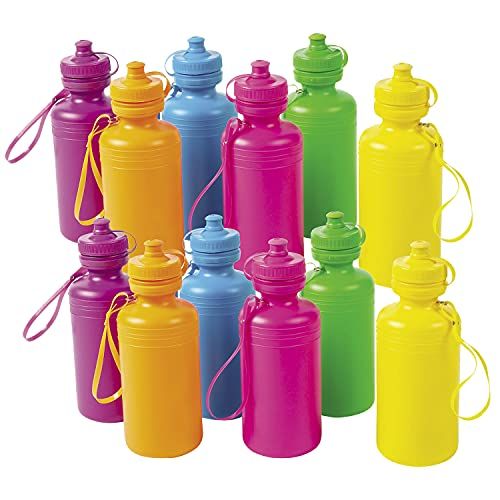  Fun Express Neon Sport Water Bottles (1 Dozen) Party Supplies, Drinkware, Incentives