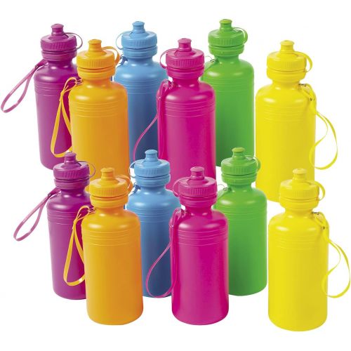  Fun Express Neon Sport Water Bottles (1 Dozen) Party Supplies, Drinkware, Incentives