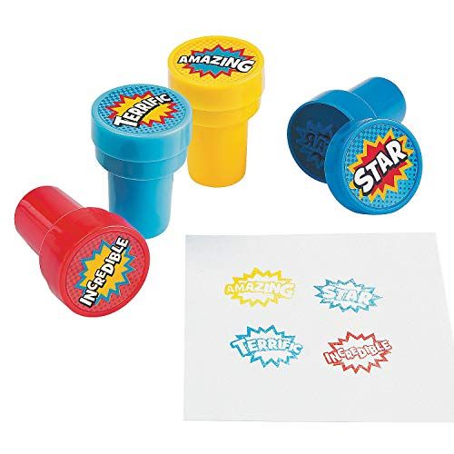  [아마존베스트]Fun Express Superhero Self Inking Stampers - 24 Pieces - Educational and Learning Activities for Kids