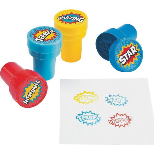  [아마존베스트]Fun Express Superhero Self Inking Stampers - 24 Pieces - Educational and Learning Activities for Kids