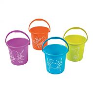 Fun Express Large Sand Pail Beach Buckets Assorted - Set of 12 Pails with Ocean prints