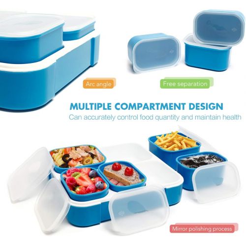  [아마존 핫딜] [아마존핫딜]Fun Life Bento Lunch Box, 5 Compartment Insulated Leakproof Meal Prep Container Eco-Friendly Reusable for Men, Women, Adults, Kids (blue)