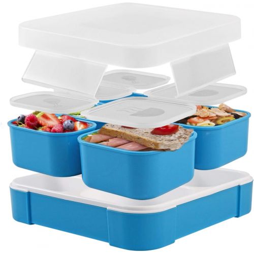  [아마존 핫딜] [아마존핫딜]Fun Life Bento Lunch Box, 5 Compartment Insulated Leakproof Meal Prep Container Eco-Friendly Reusable for Men, Women, Adults, Kids (blue)