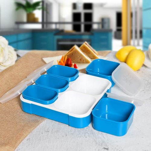  [아마존 핫딜] [아마존핫딜]Fun Life Bento Lunch Box, 5 Compartment Insulated Leakproof Meal Prep Container Eco-Friendly Reusable for Men, Women, Adults, Kids (blue)