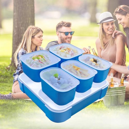  [아마존 핫딜] [아마존핫딜]Fun Life Bento Lunch Box, 5 Compartment Insulated Leakproof Meal Prep Container Eco-Friendly Reusable for Men, Women, Adults, Kids (blue)