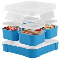 [아마존베스트]Fun Life Bento Lunch Box, 5 Compartment Insulated Leakproof Meal Prep Container Eco-Friendly Reusable for Men, Women, Adults, Kids (blue)