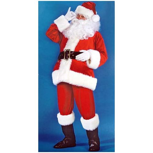  Fun World 6-Piece Red Plush Velvet Santa Claus Christmas Suit Costume - Adult Size 40-48