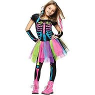 Fun World Girls Funky Bones Costume: Tween Girls Skeleton Halloween Costume