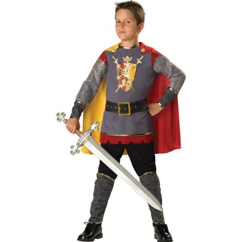  할로윈 용품Fun World in Character Costumes, LLC Boys 2-7 Loyal Knight Tunic Set, Silver/Burgundy, 4