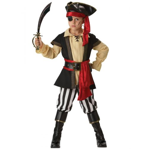  Fun World InCharacter Costumes, LLC Boys 2-7 Pirate Scoundrel Vest Set, BlackRed, 4