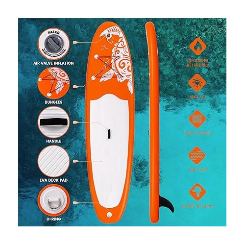  FunWater Inflatable Stand Up Paddle Board,3 Year Warranty,SUP Paddleboards with Full Set of Accessories,Suitable for Surf Fishing Yoga