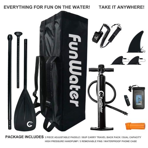  FunWater Inflatable 106×33×6 Ultra-Light (17.6lbs) SUP for All Skill Levels Everything Included with Stand Up Paddle Board, Adj Paddle, Pump, ISUP Travel Backpack, Leash, Repair Ki