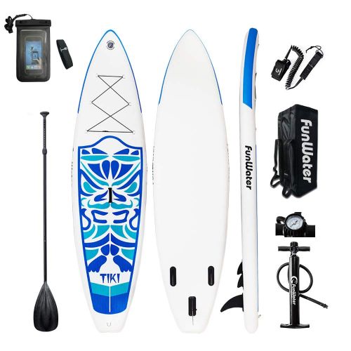  FunWater Inflatable 106×33×6 Ultra-Light (17.6lbs) SUP for All Skill Levels Everything Included with Stand Up Paddle Board, Adj Paddle, Pump, ISUP Travel Backpack, Leash, Repair Ki