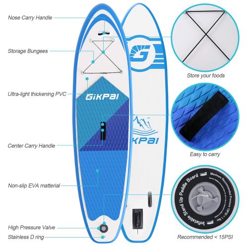  FunWater Gikpal Paddle Board, Inflatable Paddle Boards Stand Up Paddle Boards 10’ Stable Inflatable SUP Paddle Board, 15.76lbs Ultra-Light Portable Stand Up Paddle Board Inflatable Paddle B