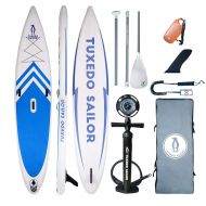 FunWater Tuxedo Sailor Inflatable Stand Up Paddle Board(126“x31 x6) All Skill Levels Everything Included with Stand Up Paddle Board, Adj Paddle, Pump, ISUP Travel Backpack, Leash, Repair Ki
