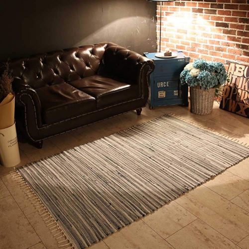  Funbase Reversible Woven Rag Rug Stripe Blanket Machine Washable Doormat for Bedroom Kitchen(20x32)