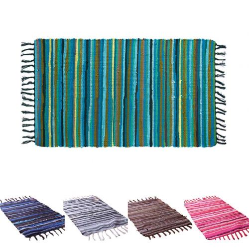  Funbase Reversible Woven Rag Rug Stripe Blanket Machine Washable Doormat for Bedroom Kitchen(20x32)