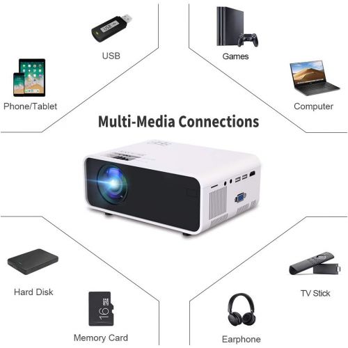  Mini Projector, Funcilit LED Video Projector[with Tripod],Supported 1080P HD Projector for Children Present, Video TV Movie, Party Game, Outdoor Entertainment with HDMI, VGA, USB,