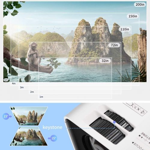  Mini Projector, Funcilit LED Video Projector[with Tripod],Supported 1080P HD Projector for Children Present, Video TV Movie, Party Game, Outdoor Entertainment with HDMI, VGA, USB,