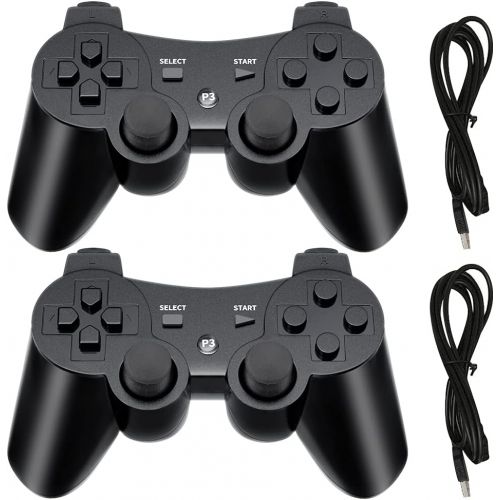  [아마존베스트]Funcilit PS3 Wireless Controller, Playstation 3 Controller, Wireless Bluetooth Gamepad with USB Charger Cable for PS3 Console, 2 Pack