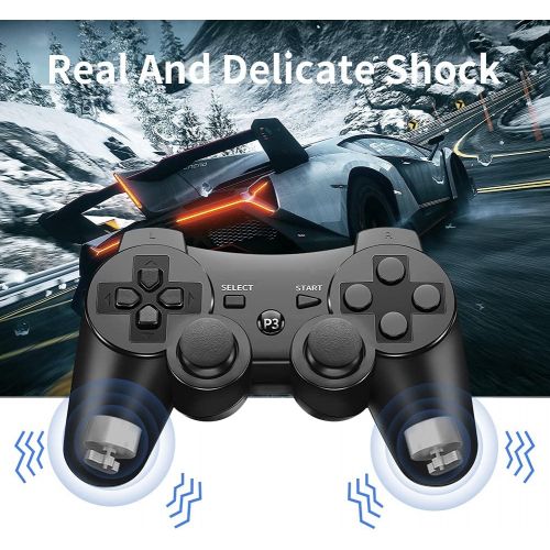  [아마존베스트]Funcilit PS3 Wireless Controller, Playstation 3 Controller, Wireless Bluetooth Gamepad with USB Charger Cable for PS3 Console, 2 Pack