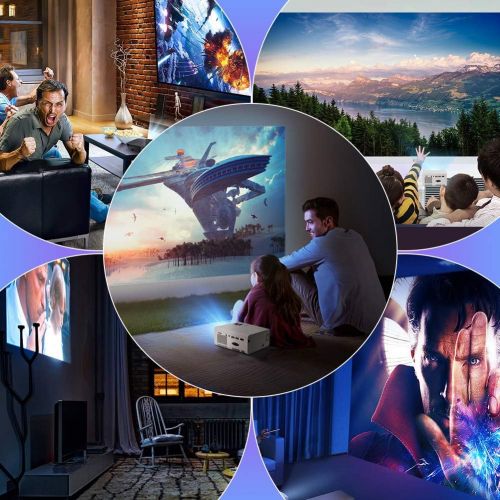  [아마존베스트]Mini Projector, FUNCILIT Video Projector Portable Outdoor Movie Projector, 4600 lux,55000 Hours LED,Full HD 1080P and 200 Supported, Compatible with TV/PC/PS4 via HDMI,VGA,TF,AV &