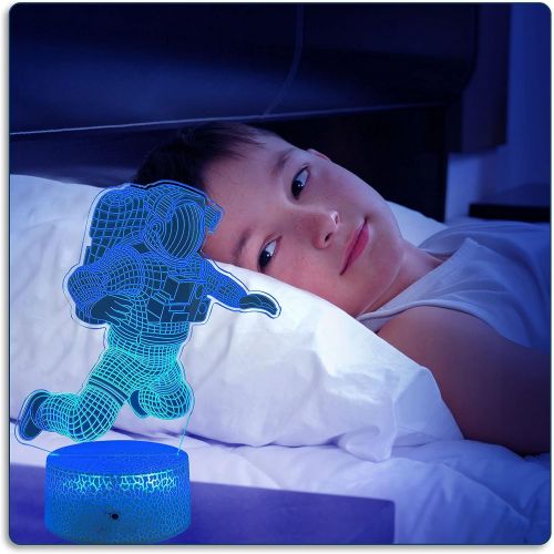  Fundrem 3D Night Light for Kids, 3D Illusion Lamp - Outer Space Shuttle Station Astronauts Universe Airplane Rocket Lamp for Bedroom Decor, Christmas and Birthday Toy Gifts for Boys or Gir