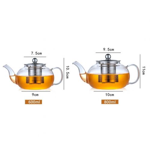  Funihut Teekanne Glas Mit Siebeinsatz Hitzebestaendiges Teekanne Porzellan Abnehmbare Edelstahl-sieb Und Griff Fuer Tee,Kaffee,Milch, 600/800ml