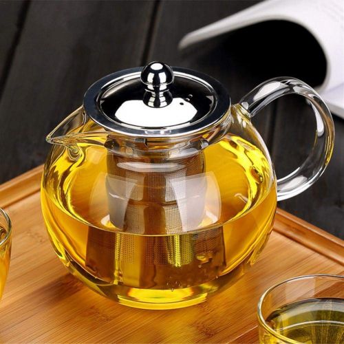  Funihut teapot glass with strainer insert, heat-resistant teapot porcelain with handle and removable stainless steel strainer, for tea, coffee and milk, 650/960/1300ml