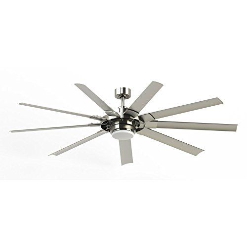  Funimation Studio Fanimation Studio Collection Slinger V2 72-in Brushed Nickel Downrod Mount IndoorOutdoor Ceiling Fan with LED Light Kit and Remote Control (9-Blade) ENERGY STAR