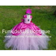 FunkidsandUsBoutique Princess Peach inspired Tutu Dress Birthday Outfit, Halloween Costume- Girls Size 6 12 18 Months 2T 3T 4T 5T 6 7 8 10 12