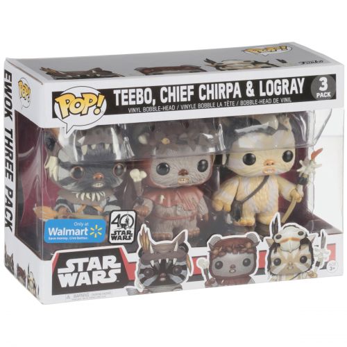 펀코 Funko POP! Movies: Star Wars - Ewok 3 Pack - Teebo, Chirpa, Logray - Walmart Exclusive