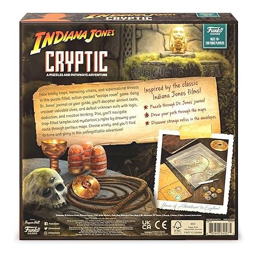 펀코 Funko Indiana Jones Cryptic Board Game: A Puzzles and Pathways Adventure For 1 or more Players