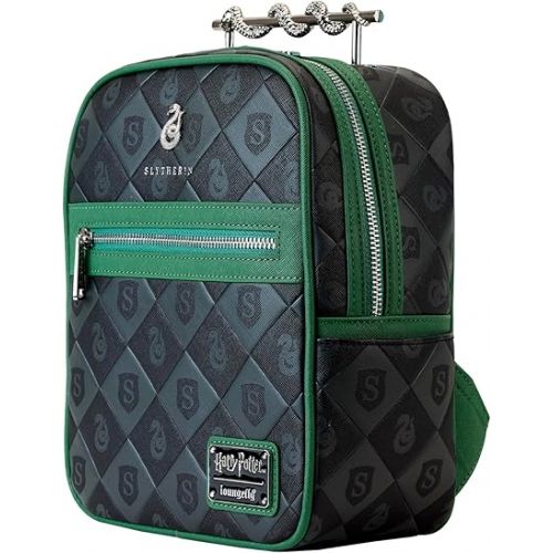 펀코 Loungefly Harry Potter: Slytherin Mini-Backpack with Wand Handle, Amazon Exclusive