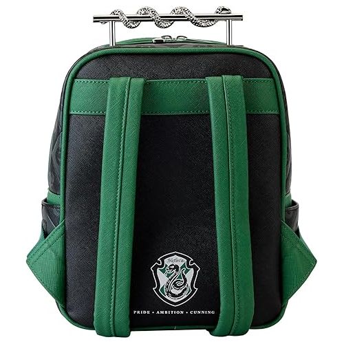 펀코 Loungefly Harry Potter: Slytherin Mini-Backpack with Wand Handle, Amazon Exclusive