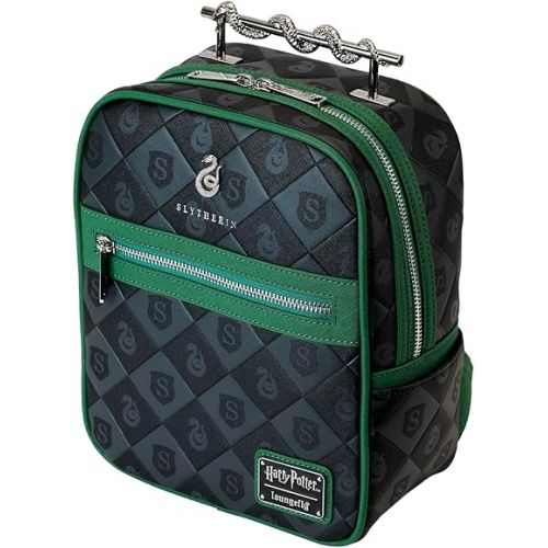 펀코 Loungefly Harry Potter: Slytherin Mini-Backpack with Wand Handle, Amazon Exclusive