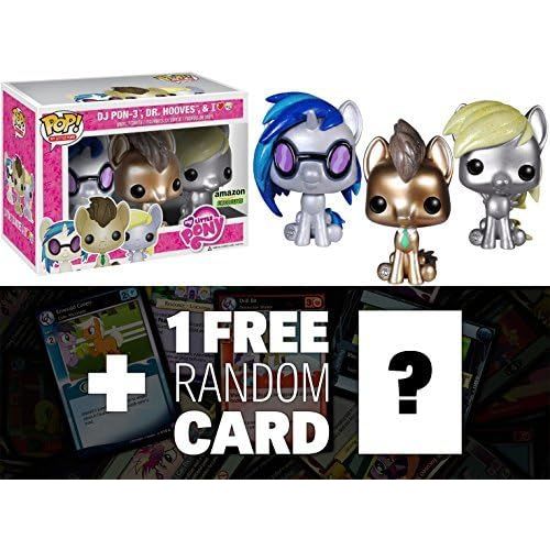 펀코 Giltter DJ Pon3, Whooves and Derpy: Funko POP! x My Little Pony Vinyl Figure Gift Set + 1 FREE Official My Little Pony Trading Card Bundle [37659]