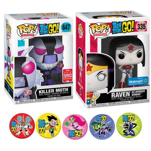 펀코 FunKo Funko Wonder Killer Character Teen Titans Raven Woman Figure Hero Pack Adventure Cartoon Toy Super Pop Pack Moth Exclusive with Action Stickers! Robin, Starfire, Beast Boy & Cyborg