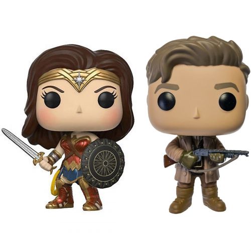 펀코 FunKo Funko Wonder Woman & Steve Trevor (f.y.e. Exclusive) POP! Heroes x Wonder Woman Vinyl Figure + 1 Free Official DC Trading Card Bundle (14355)