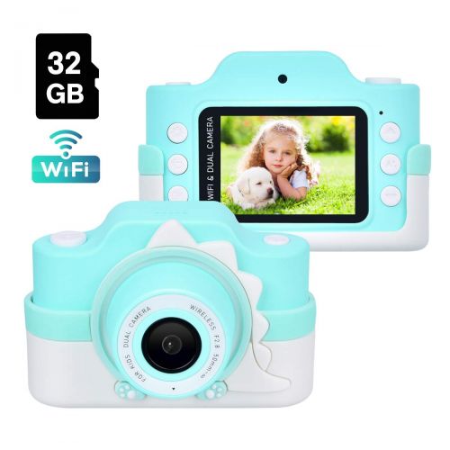  [아마존핫딜][아마존 핫딜] Funkprofi Kids Camera with WiFi, 24 Megapixel HD Kids Digital Camera, Shockproof Video Camcorder with 32GB TF Card and Soft Dinosaur Silicone Cover, 2 Inch IPS Screen, Gift for 4-8