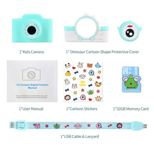  [아마존핫딜][아마존 핫딜] Funkprofi Kids Camera with WiFi, 24 Megapixel HD Kids Digital Camera, Shockproof Video Camcorder with 32GB TF Card and Soft Dinosaur Silicone Cover, 2 Inch IPS Screen, Gift for 4-8