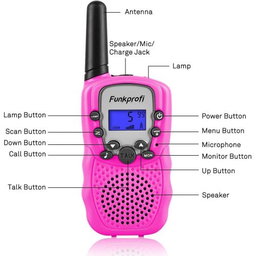  [아마존베스트]Funkprofi Walkie Talkies for Kids, Long Range 22 Channels HD Sound Two Way Radios with Belt Clip and Flashlight, Birthday Toy Gift for Boys & Girls Age 3-12 Years Old, Suitable for