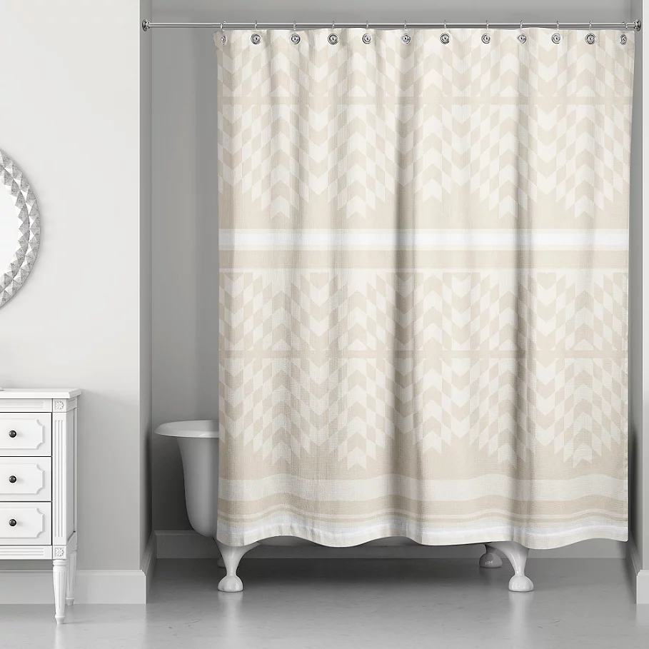 Funky Chevron Shower Curtain in CreamIvory