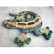 FunkyMosaicsUK Mosaic Gecko Lizard Garden Yard Ornament Decoration wall hanging made to order custom uk handmade